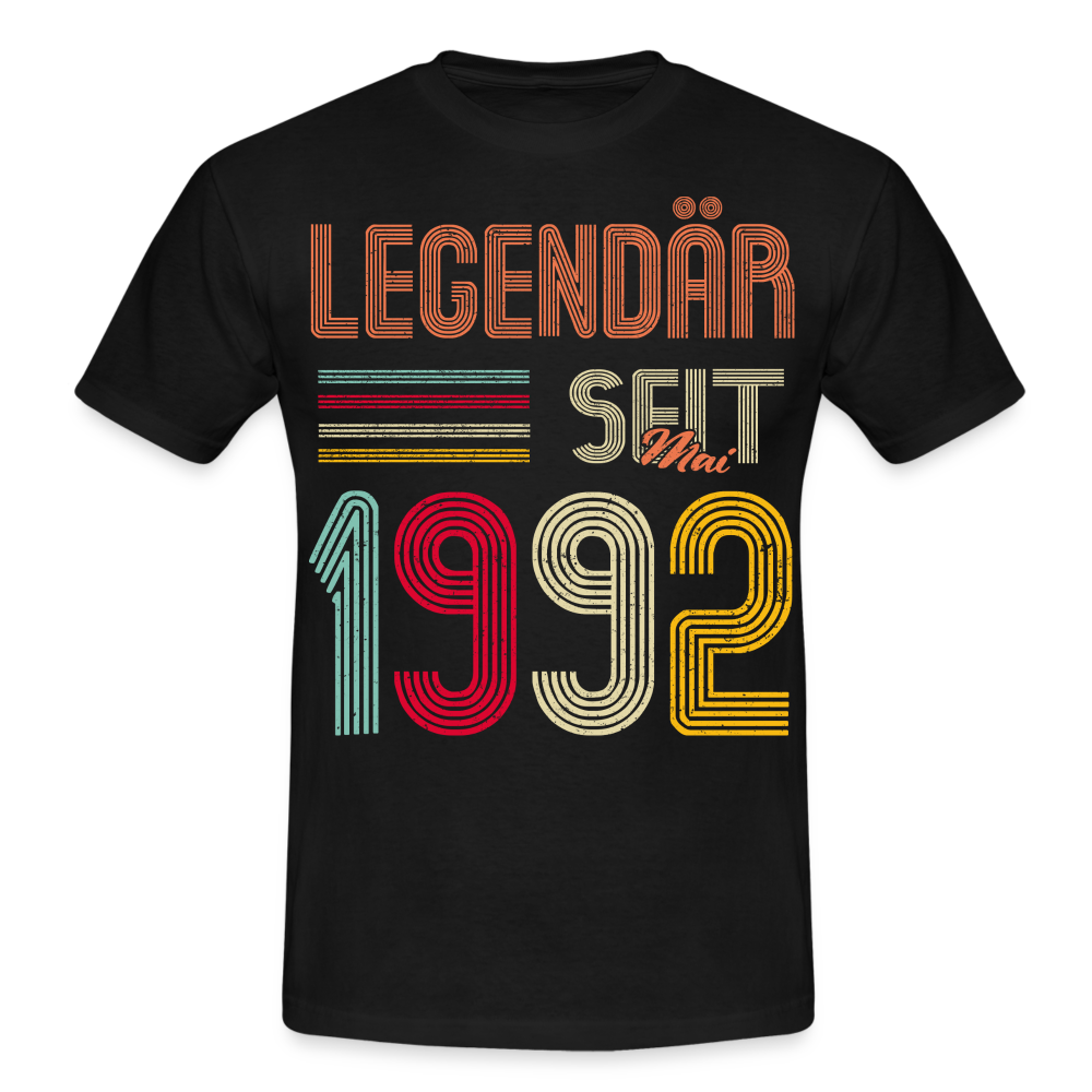 Geburtstags Shirt Im Mai 1992 Geboren Legendär seit 1992 Geschenk T-Shirt - Schwarz