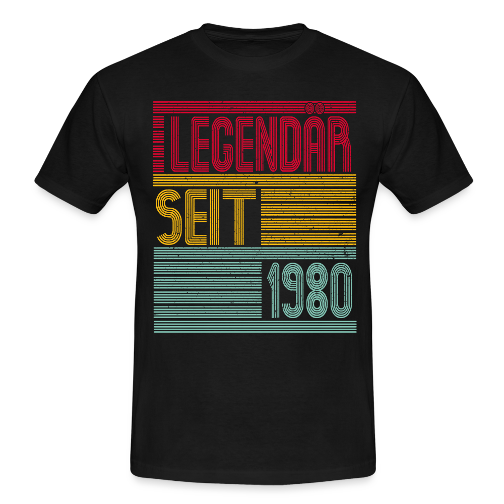 Geburtstags Shirt Legendär seit 1980 Geschenk T-Shirt - Schwarz