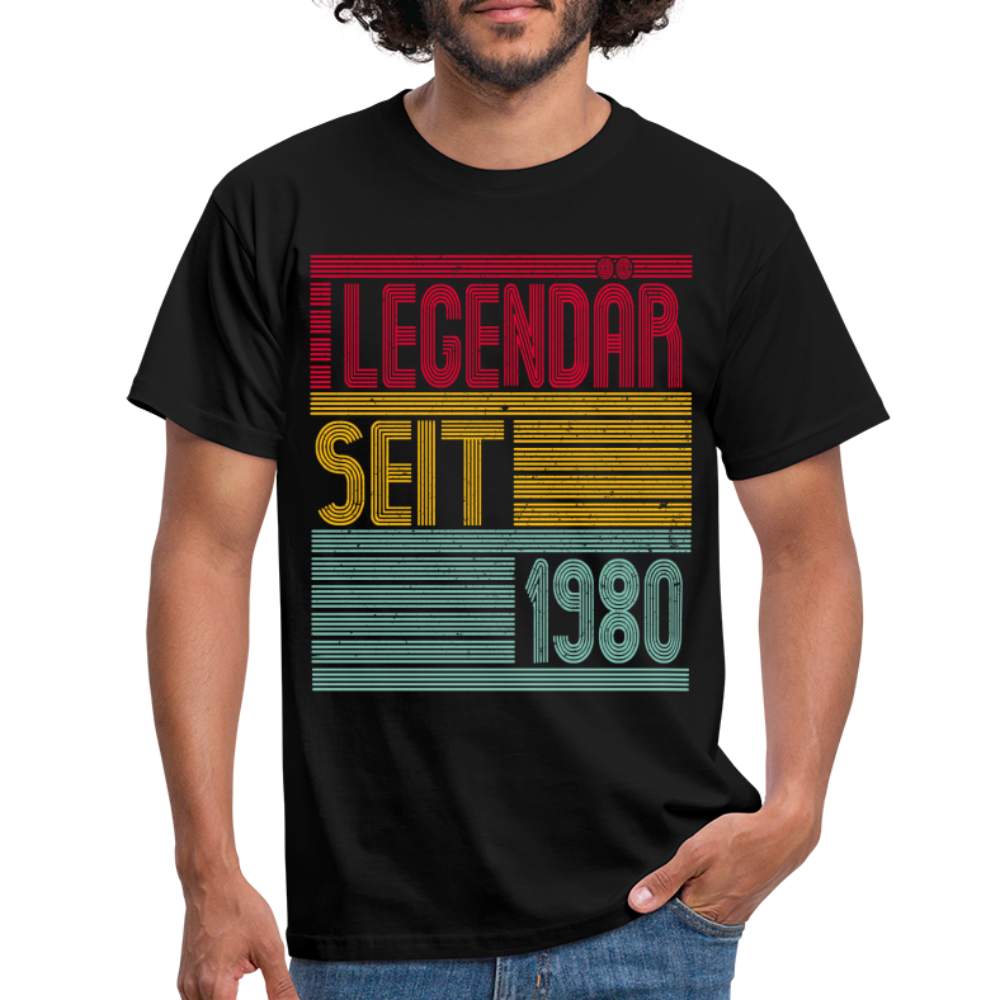 Geburtstags Shirt Legendär seit 1980 Geschenk T-Shirt - Schwarz