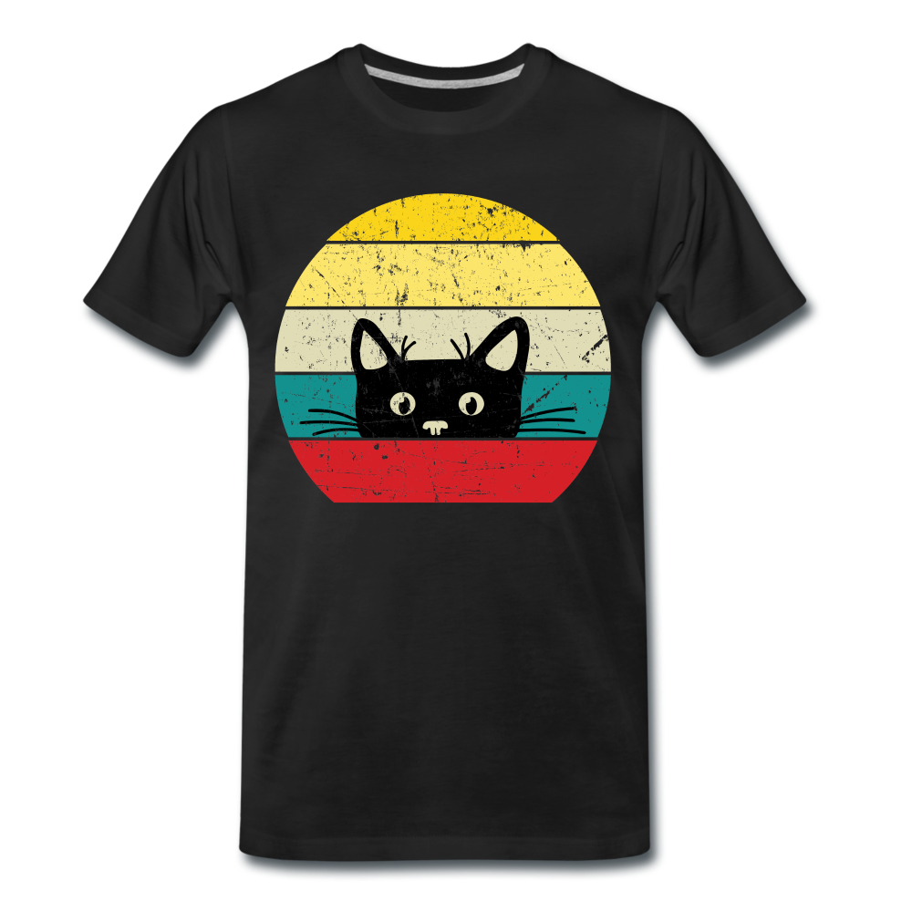 Katzenliebhaber Süße Katze Retro Vintage Style Geschenk T-Shirt - Schwarz