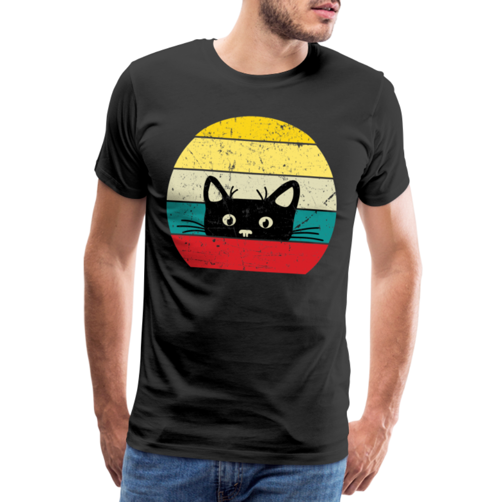 Katzenliebhaber Süße Katze Retro Vintage Style Geschenk T-Shirt - Schwarz