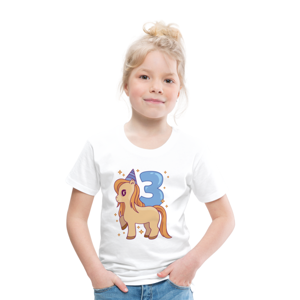 3. Kinder Geburtstag Einhorn Geschenk Premium T-Shirt - Weiß