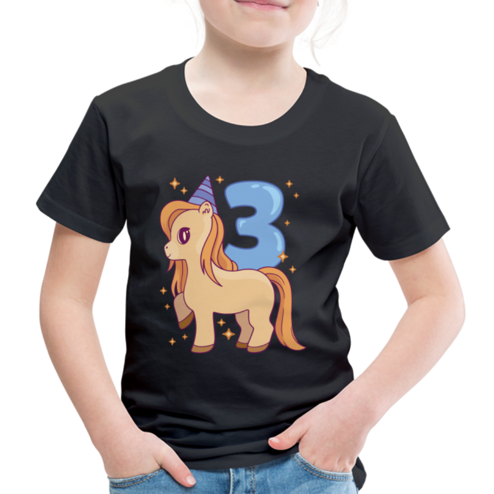 3. Kinder Geburtstag Einhorn Geschenk Premium T-Shirt - Schwarz