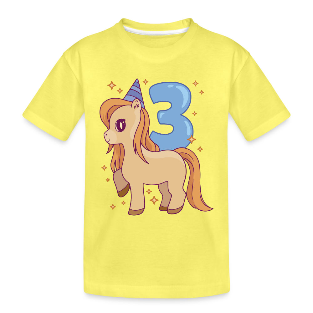 3. Kinder Geburtstag Einhorn Geschenk Premium T-Shirt - Gelb