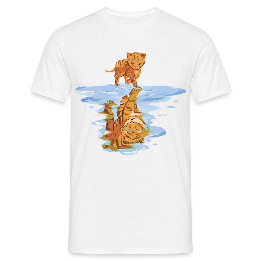 Katze Tiger Wasser Reflektion T-Shirt - Weiß