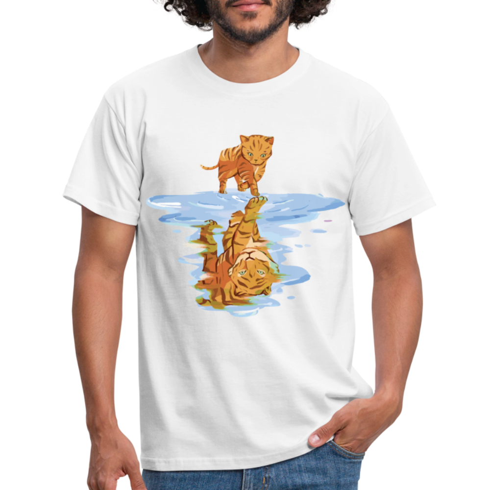 Katze Tiger Wasser Reflektion T-Shirt - Weiß