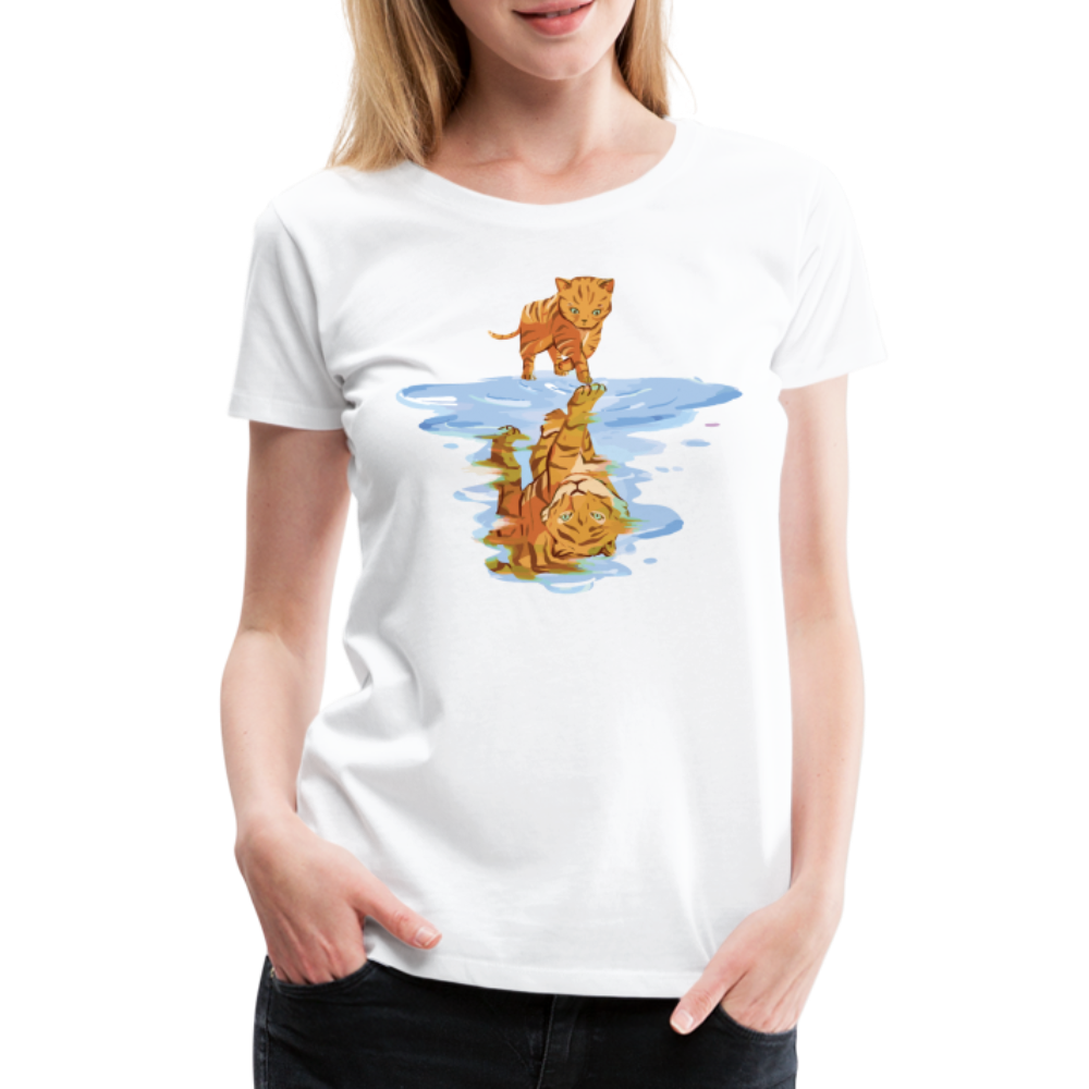 Katze Tiger Wasser Reflektion Premium T-Shirt - Weiß