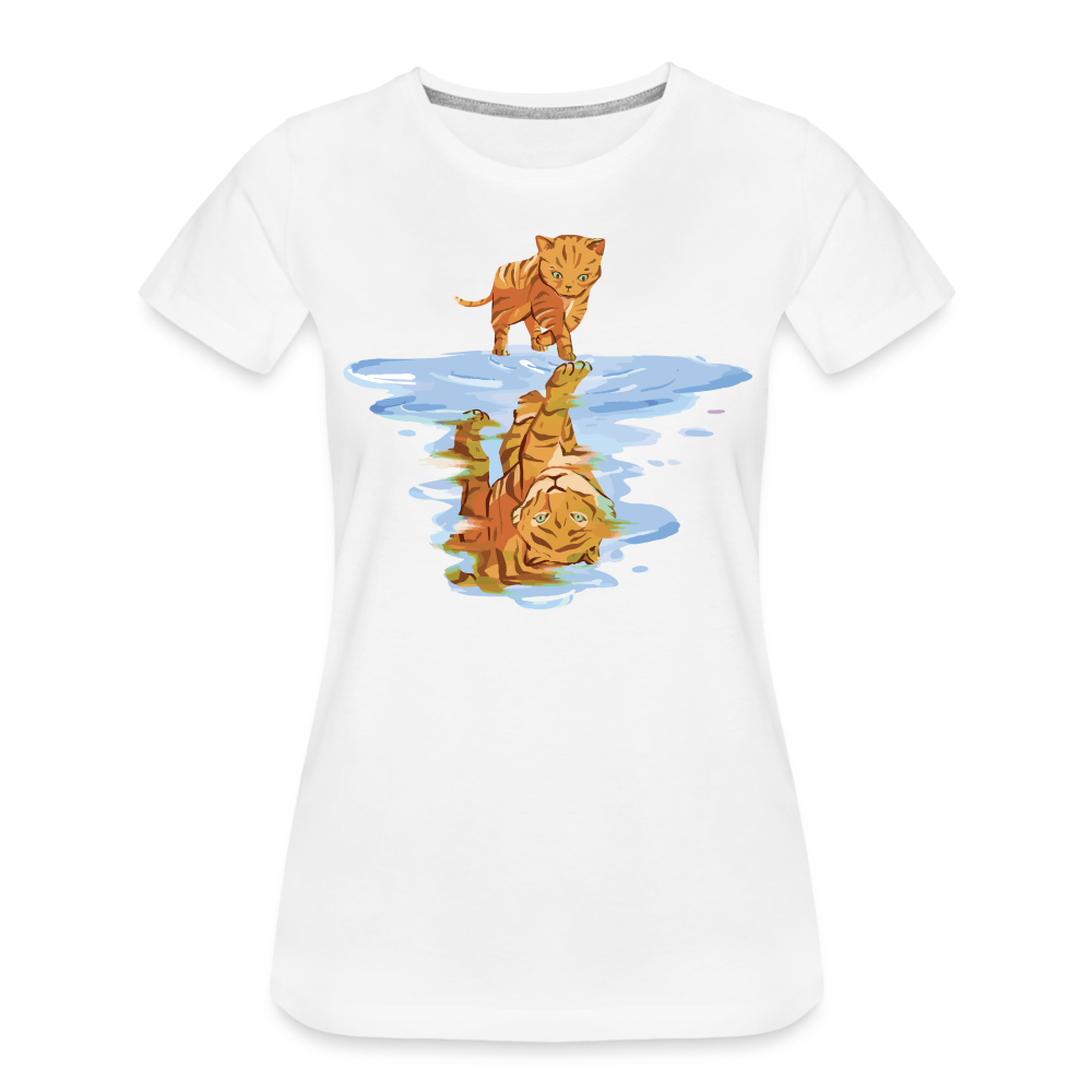 Katze Tiger Wasser Reflektion Premium T-Shirt - Weiß