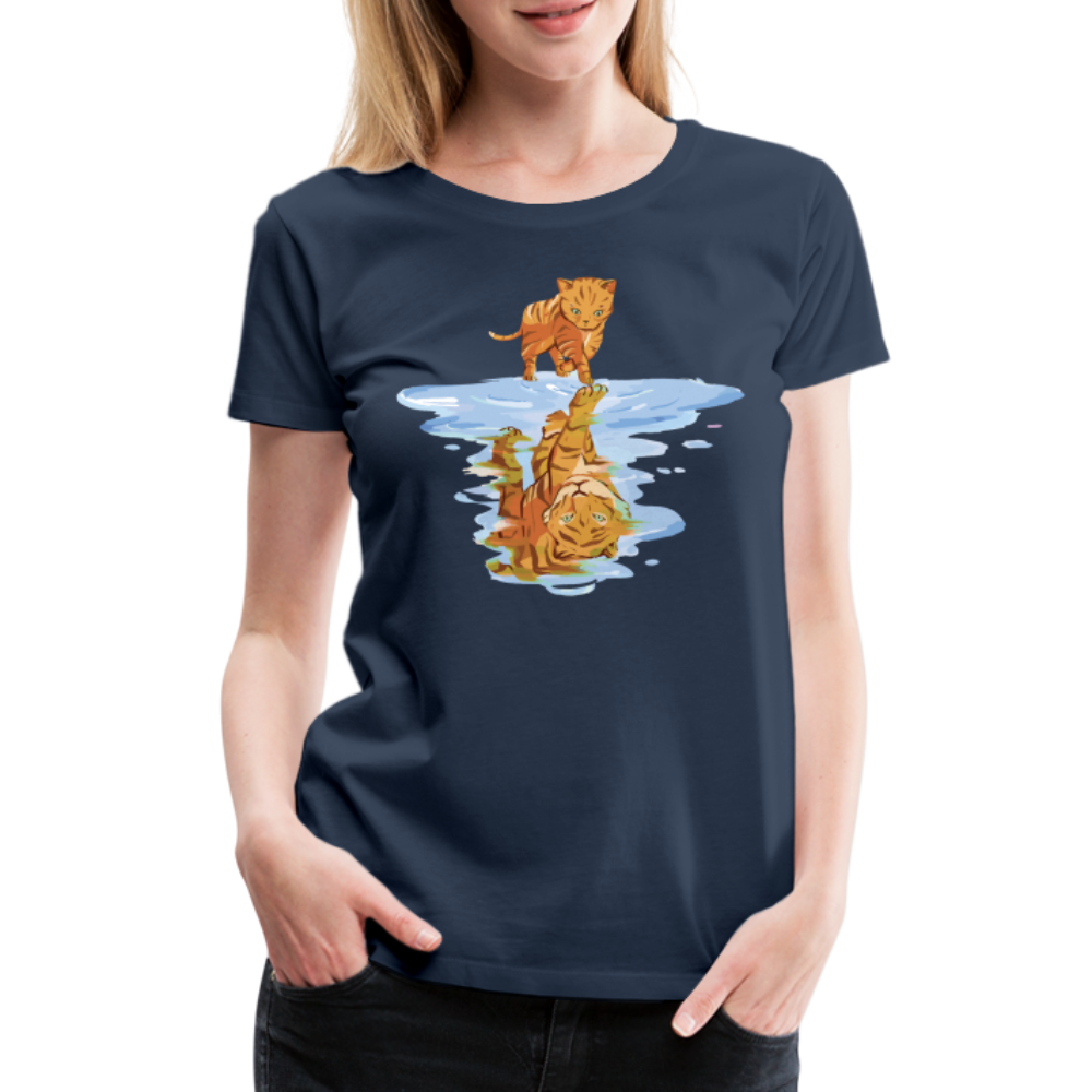 Katze Tiger Wasser Reflektion Premium T-Shirt - Navy