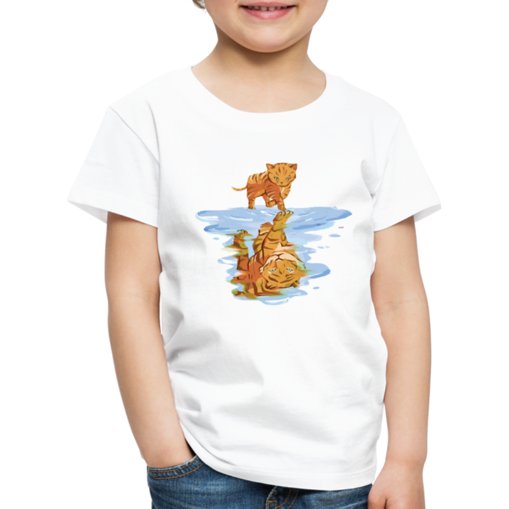 Katze Tiger Wasser Reflektion Geschenk Kinder Premium T-Shirt - Weiß