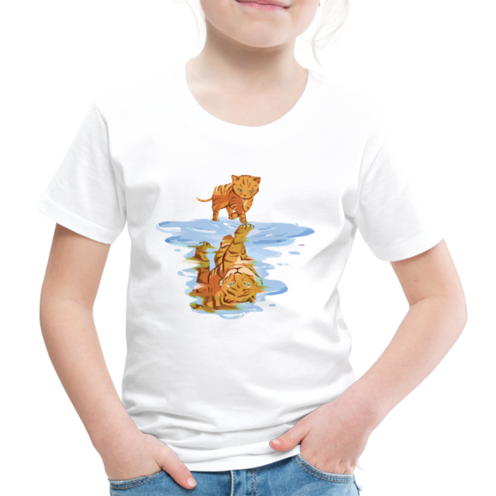 Katze Tiger Wasser Reflektion Geschenk Kinder Premium T-Shirt - Weiß
