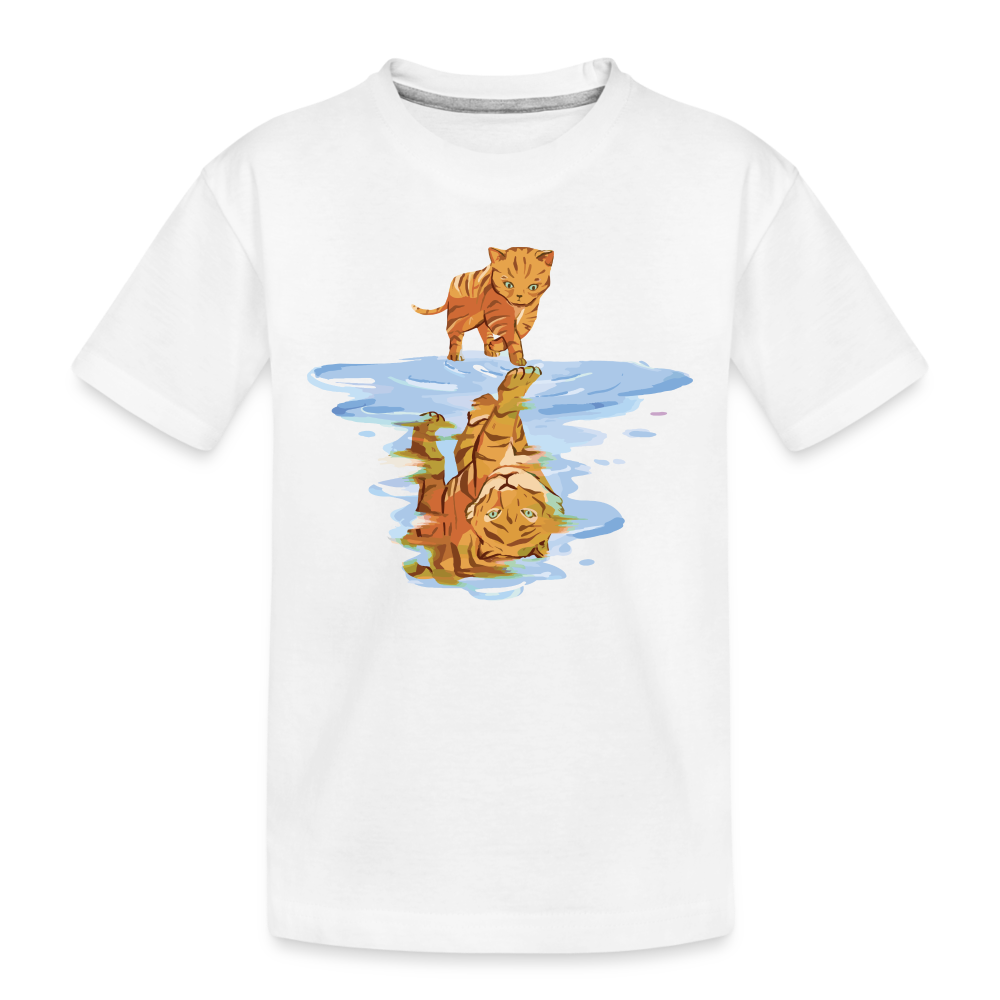 Katze Tiger Wasser Reflektion Geschenk Kinder Premium T-Shirt - Weiß