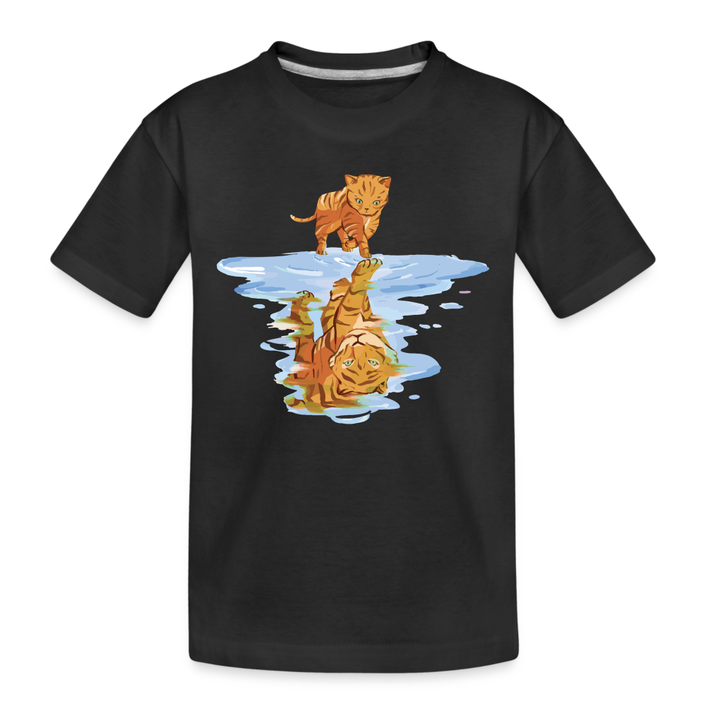 Katze Tiger Wasser Reflektion Geschenk Kinder Premium T-Shirt - Schwarz