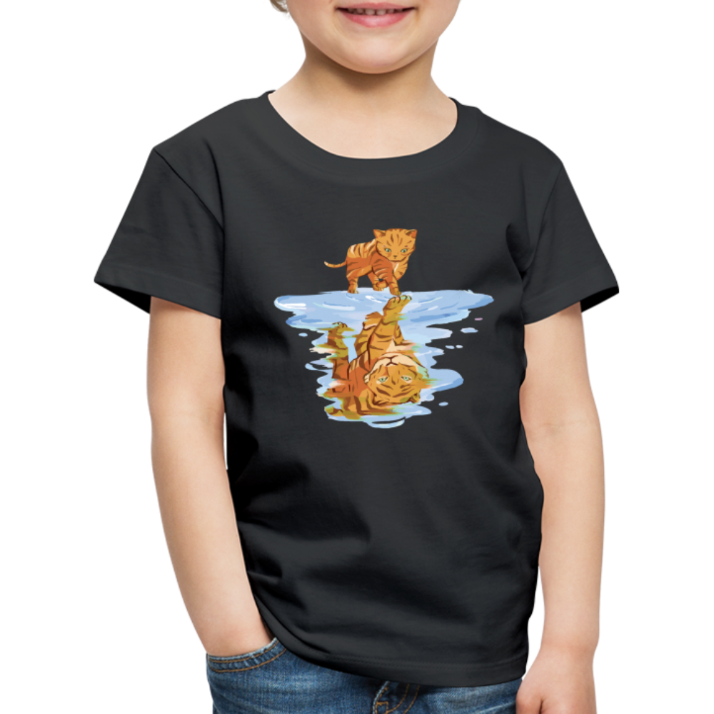 Katze Tiger Wasser Reflektion Geschenk Kinder Premium T-Shirt - Schwarz