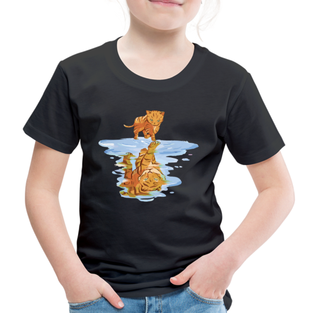 Katze Tiger Wasser Reflektion Geschenk Kinder Premium T-Shirt - Schwarz