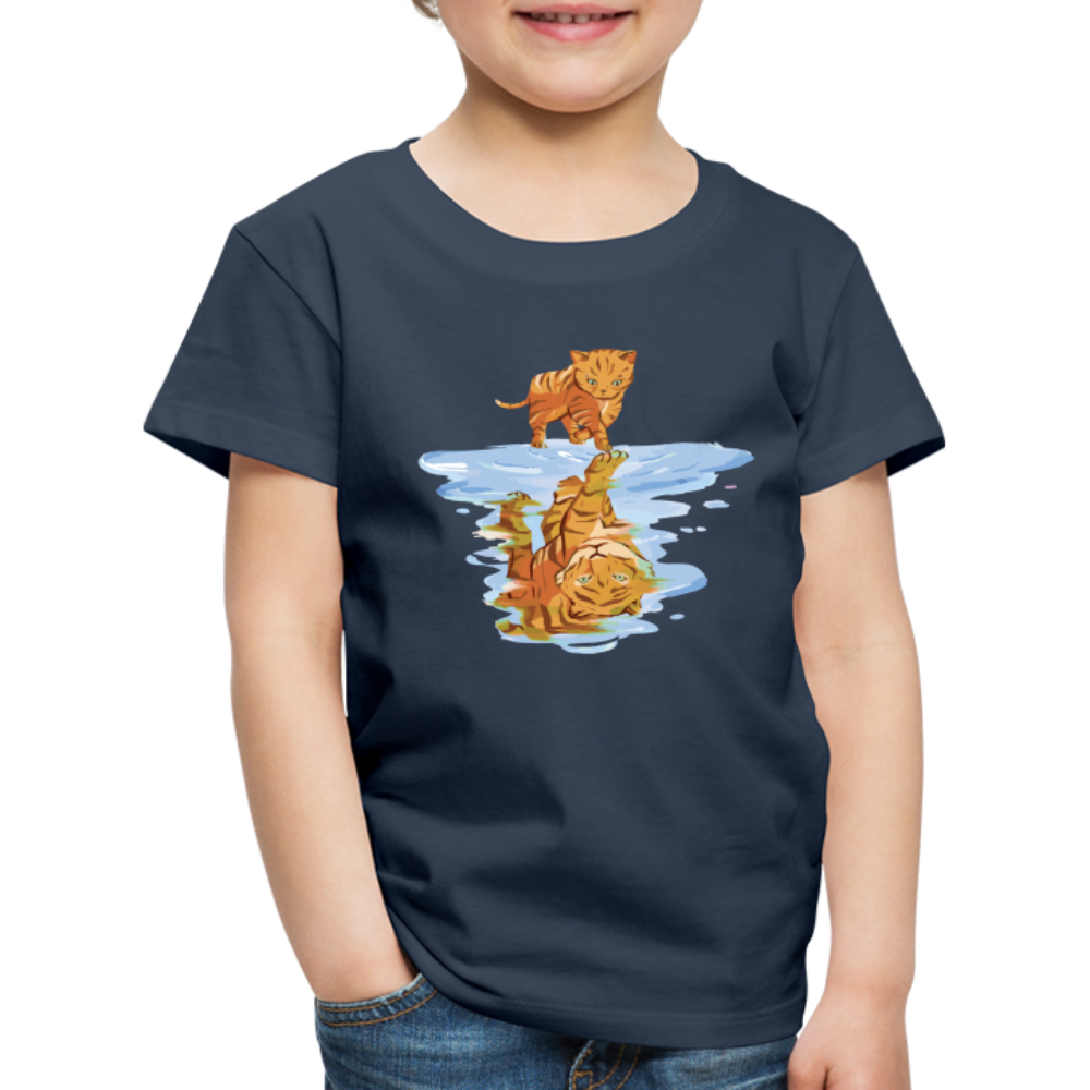 Katze Tiger Wasser Reflektion Geschenk Kinder Premium T-Shirt - Navy