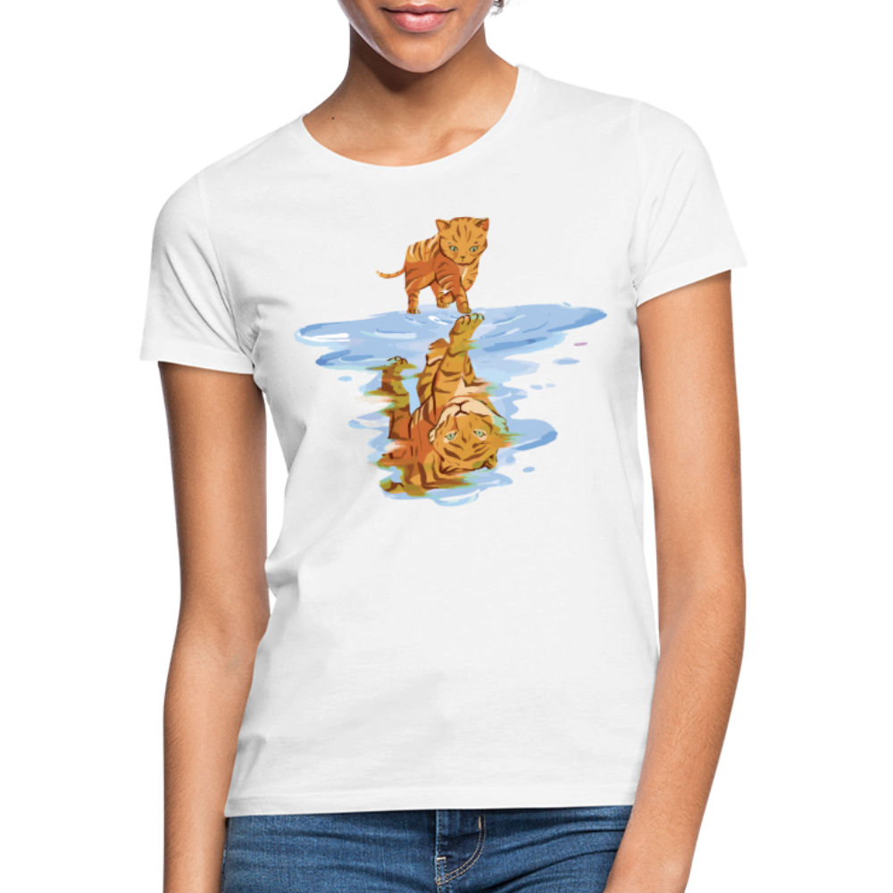 Katze Tiger Wasser Reflektion Damen T-Shirt - Weiß