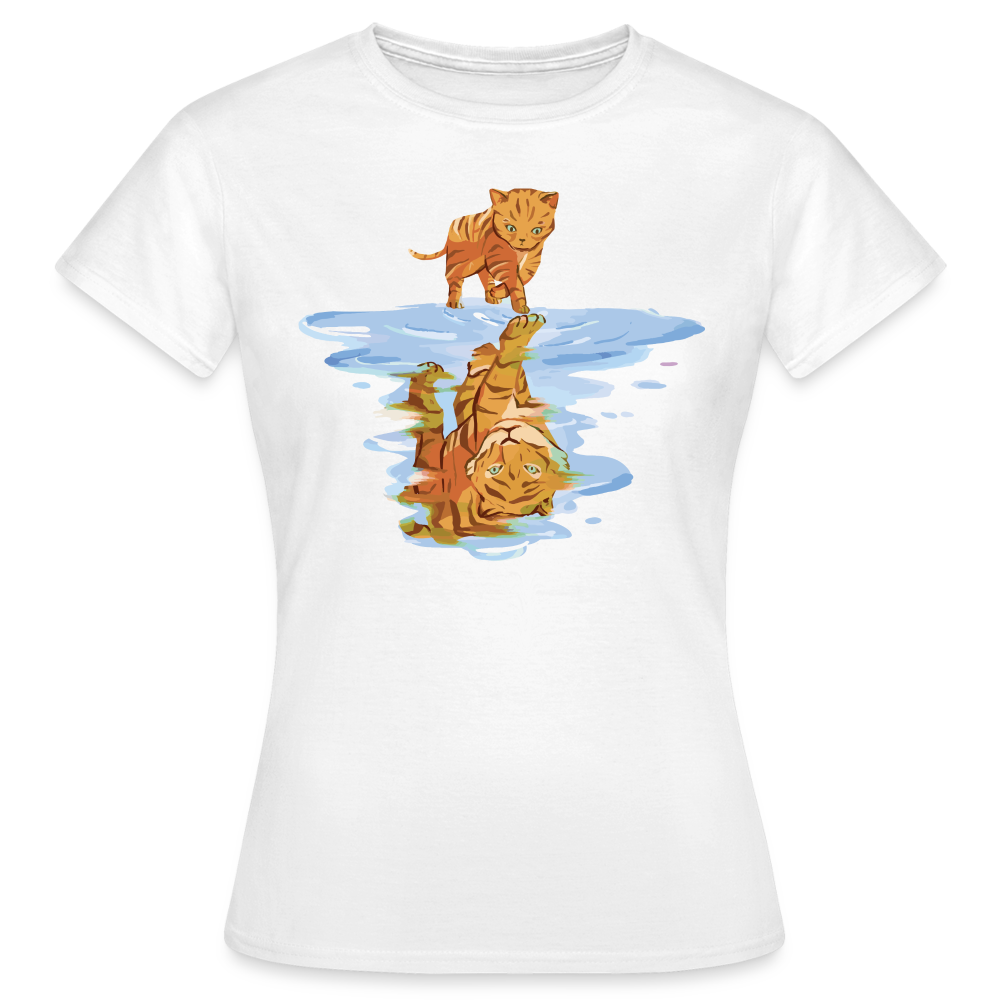 Katze Tiger Wasser Reflektion Damen T-Shirt - Weiß