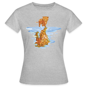 Katze Tiger Wasser Reflektion Damen T-Shirt - Grau meliert