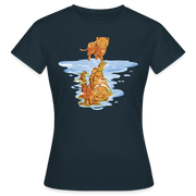 Katze Tiger Wasser Reflektion Damen T-Shirt - Navy