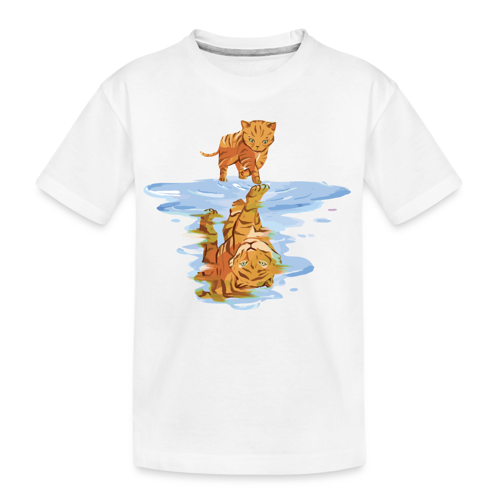 Katze Tiger Wasser Reflektion Geschenk Teenager Premium T-Shirt - Weiß