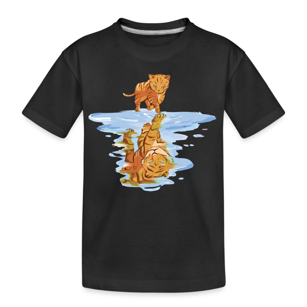 Katze Tiger Wasser Reflektion Geschenk Teenager Premium T-Shirt - Schwarz