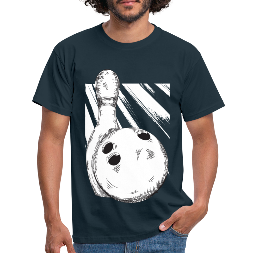 Bowling Shirt Bowling Kugel und Pin Lustiges Geschenk T-Shirt - Navy