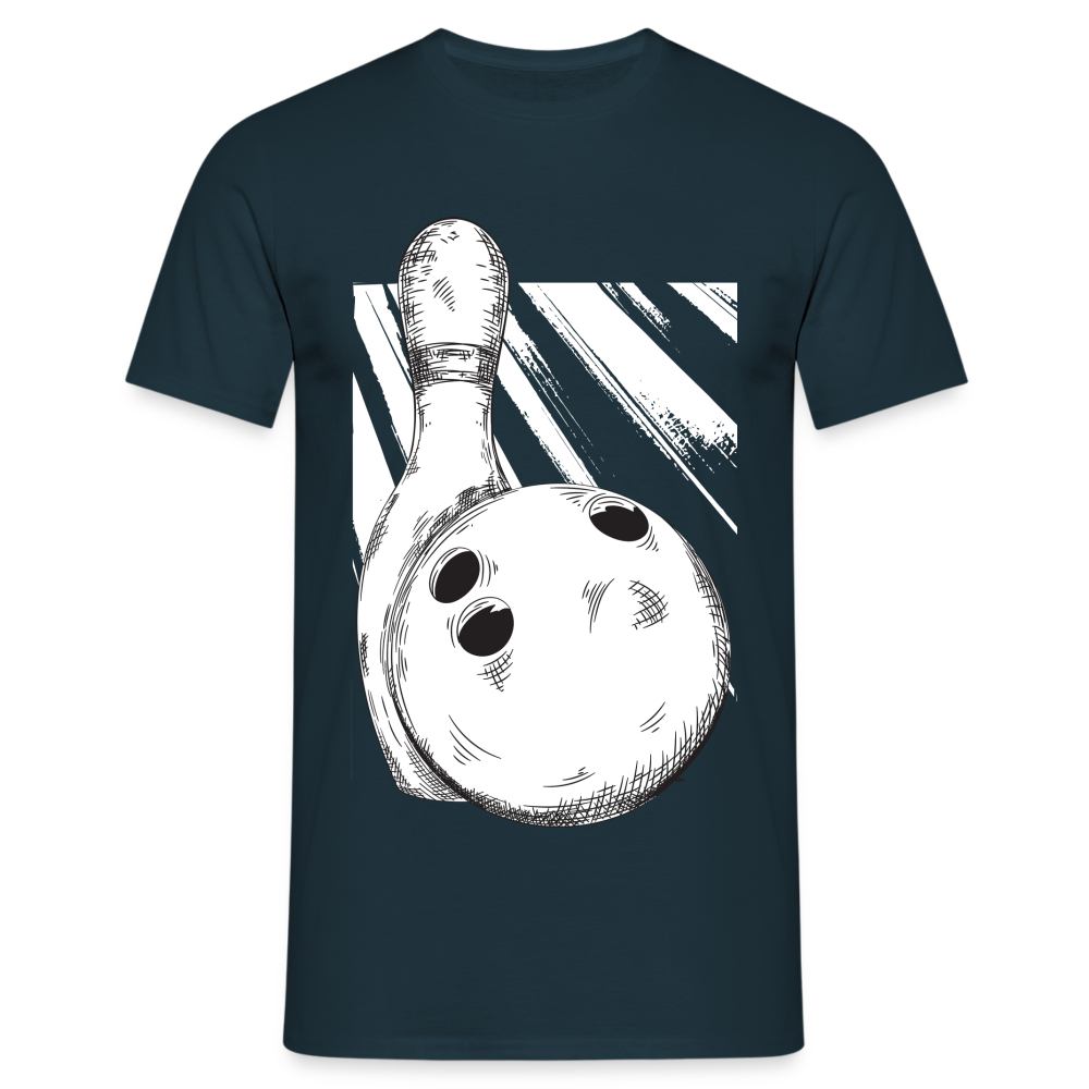 Bowling Shirt Bowling Kugel und Pin Lustiges Geschenk T-Shirt - Navy