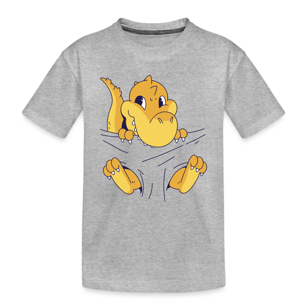 Dino Shirt Süßer Dinosaurier Kinder Premium T-Shirt - Grau meliert