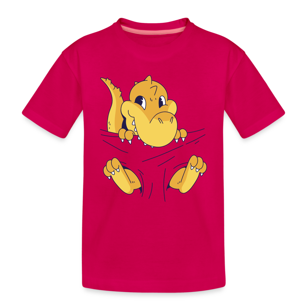 Dino Shirt Süßer Dinosaurier Kinder Premium T-Shirt - dunkles Pink