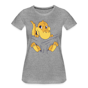 Dino Shirt Süßer Dinosaurier Frauen Premium T-Shirt - Grau meliert