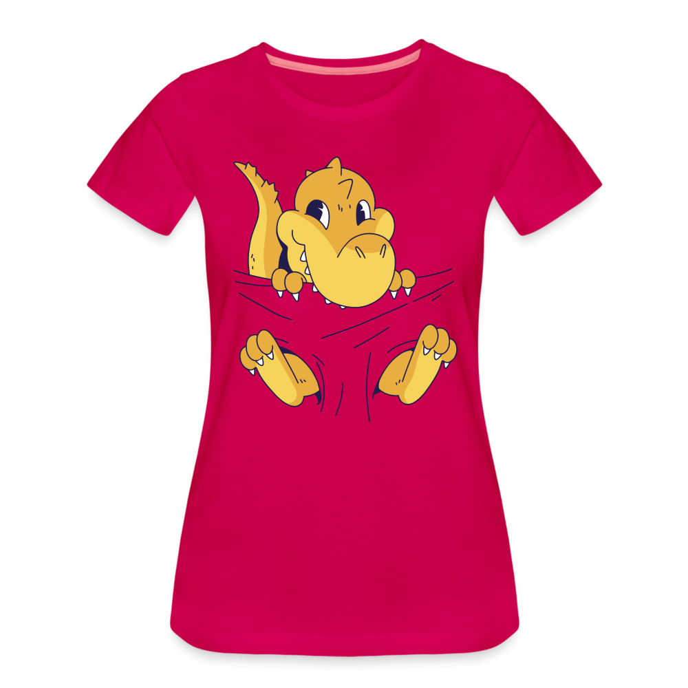 Dino Shirt Süßer Dinosaurier Frauen Premium T-Shirt - dunkles Pink