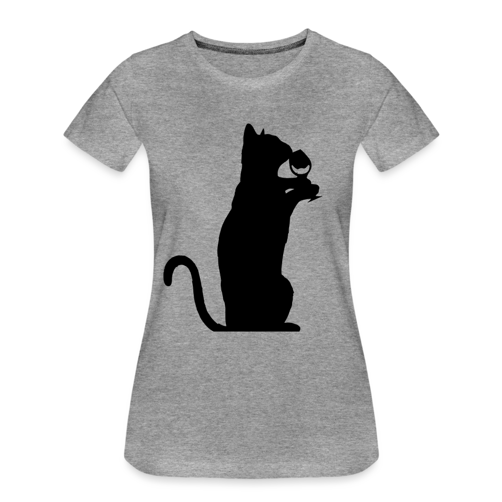 Katze und Wein Shirt Katze Wein Liebhaberin Frauen Premium T-Shirt - Grau meliert