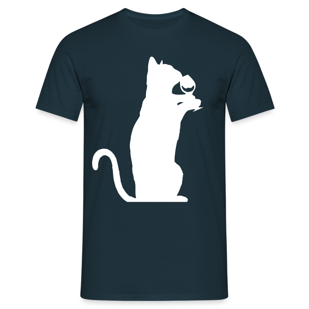 Katze und Wein Shirt Katze Wein Liebhaber T-Shirt - Navy