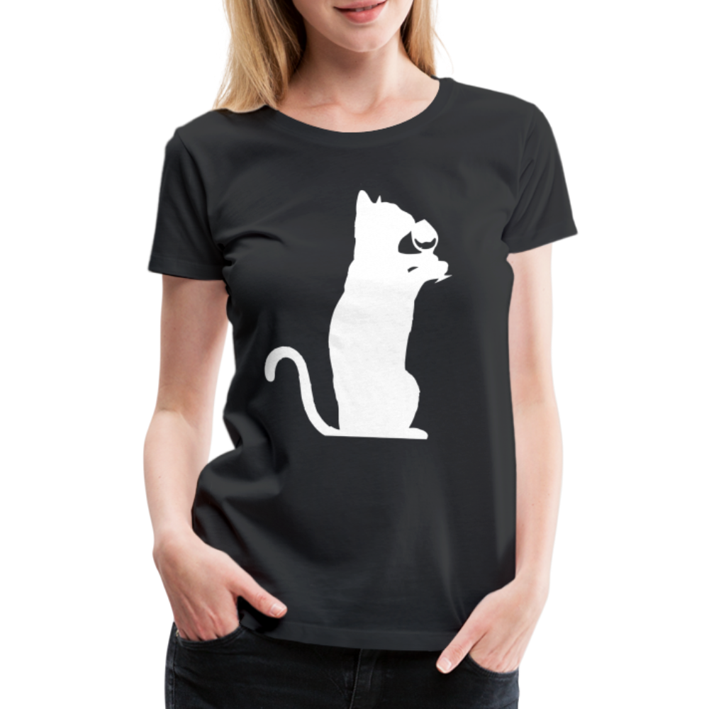 Katze und Wein Shirt Katze Wein Liebhaberin Frauen Premium T-Shirt - Schwarz