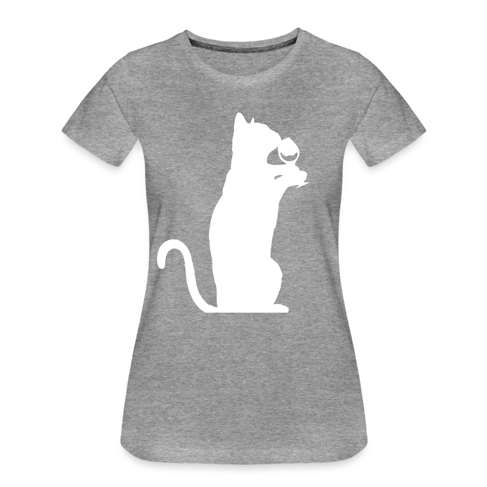 Katze und Wein Shirt Katze Wein Liebhaberin Frauen Premium T-Shirt - Grau meliert