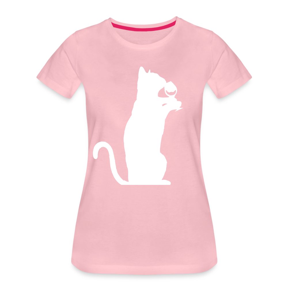 Katze und Wein Shirt Katze Wein Liebhaberin Frauen Premium T-Shirt - Hellrosa
