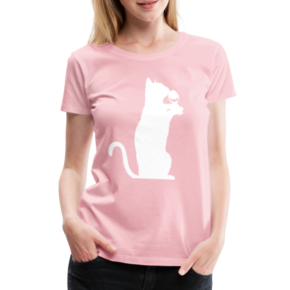 Katze und Wein Shirt Katze Wein Liebhaberin Frauen Premium T-Shirt - Hellrosa