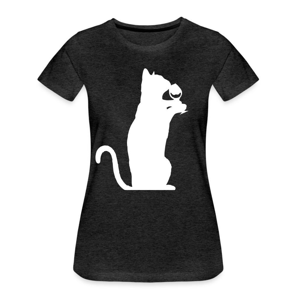 Katze und Wein Shirt Katze Wein Liebhaberin Frauen Premium T-Shirt - Anthrazit