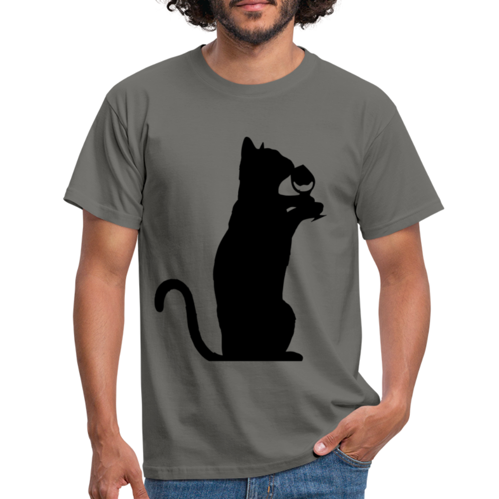 Katze und Wein Shirt Katze Wein Liebhaber T-Shirt - Graphit