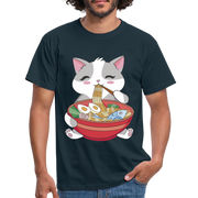 Anime Shirt Anime Katze und Ramen Lustiges Kawaii T-Shirt - Navy