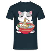 Anime Shirt Anime Katze und Ramen Lustiges Kawaii T-Shirt - Navy