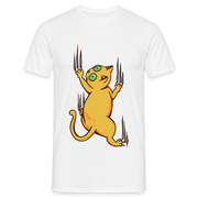 Katzen Shirt Katze krallt am Shirt Lustiges T-Shirt - Weiß