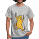 Katzen Shirt Katze krallt am Shirt Lustiges T-Shirt - Grau meliert