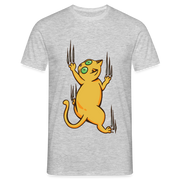 Katzen Shirt Katze krallt am Shirt Lustiges T-Shirt - Grau meliert