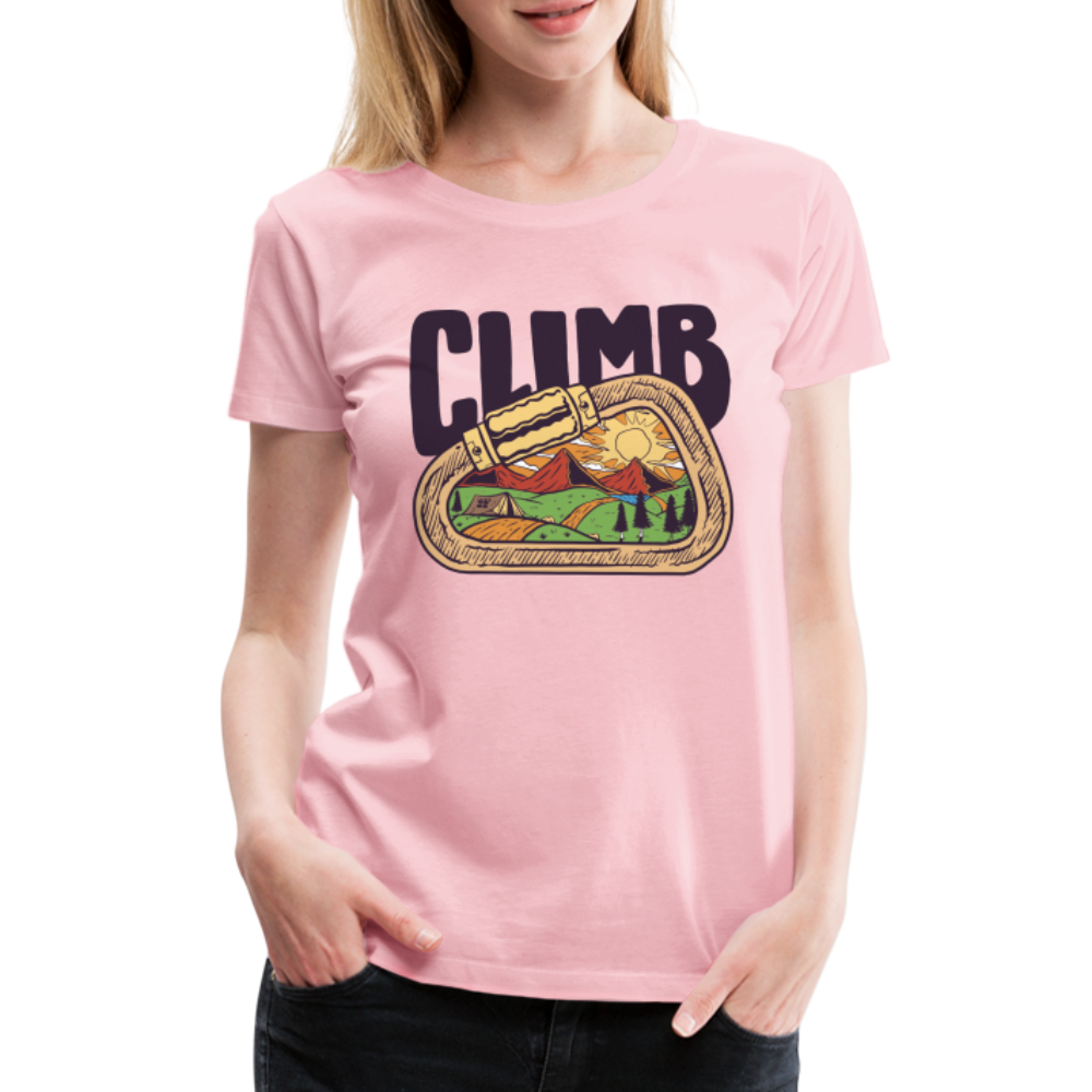 Berge Klettern Karabiner Wandern Lustiges Geschenk Frauen Premium T-Shirt - Hellrosa