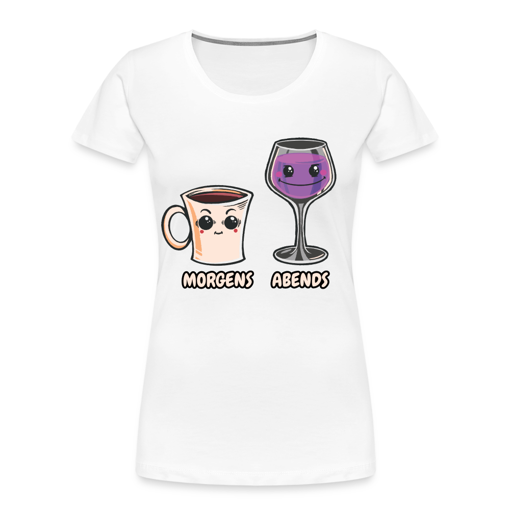Kaffee Wein Shirt Morgens Kaffee Abends Weil Frauen Premium T-Shirt - Weiß