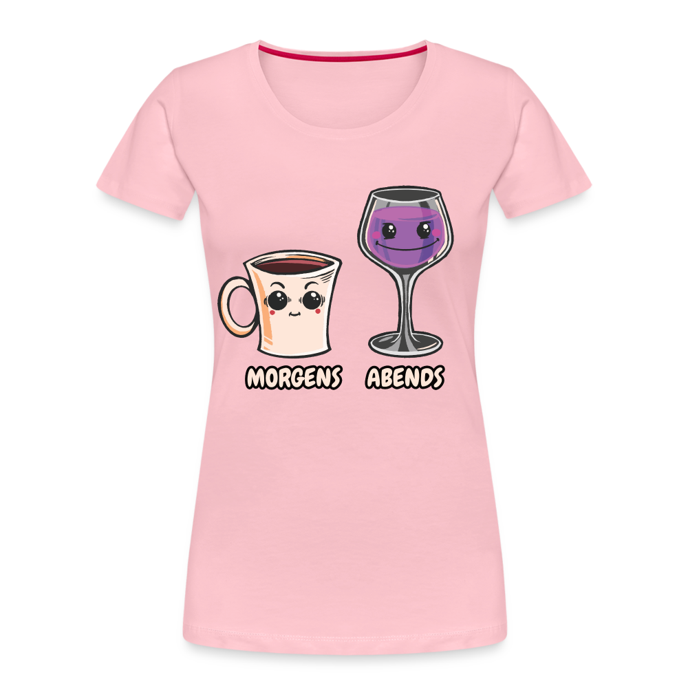 Kaffee Wein Shirt Morgens Kaffee Abends Weil Frauen Premium T-Shirt - Hellrosa