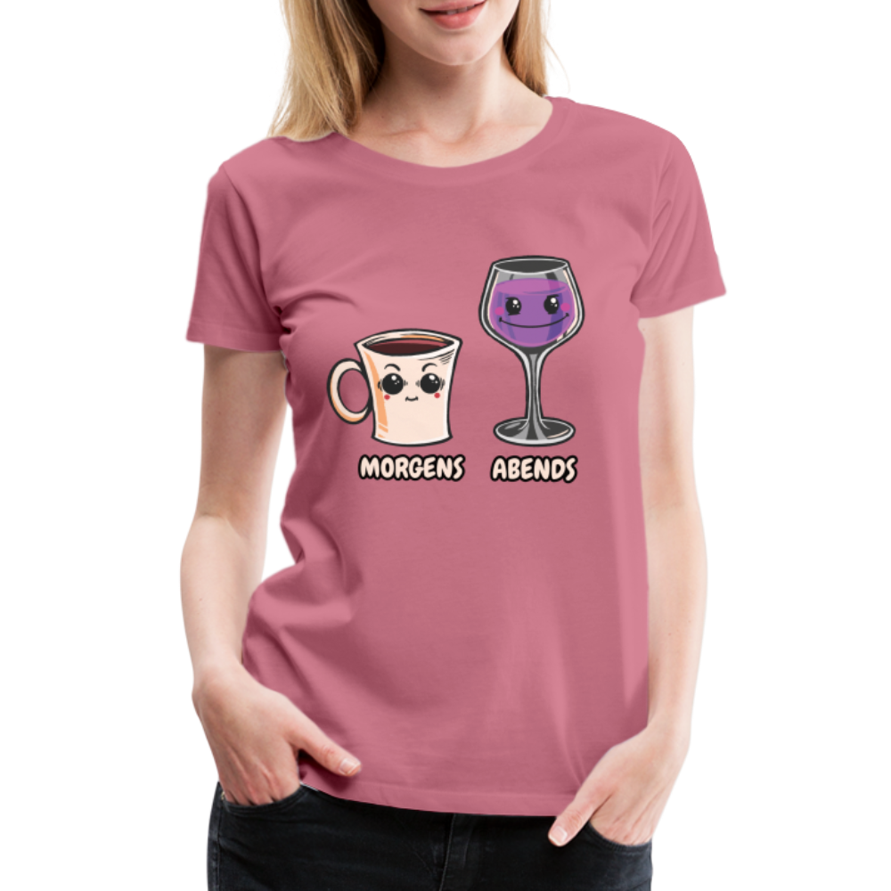Kaffee Wein Shirt Morgens Kaffee Abends Weil Frauen Premium T-Shirt - Malve