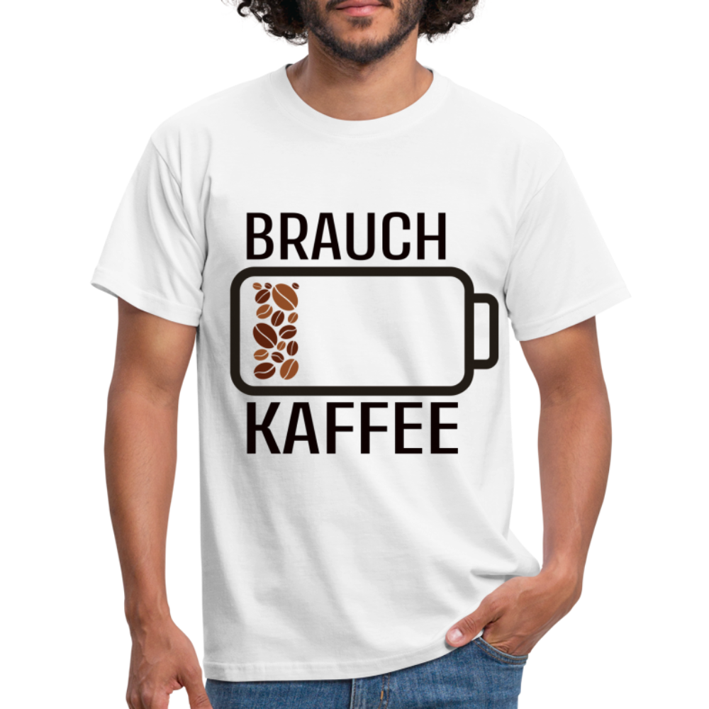 Kaffee Akku Leer Brauch Kaffee Lustiges T-Shirt - Weiß